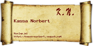 Kassa Norbert névjegykártya